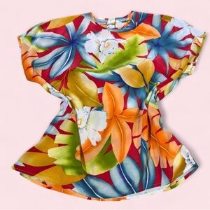 Vintage Liz Claiborne 100% Silk Tropical Floral Shirt, Size 6